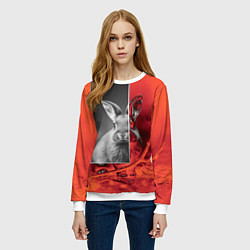 Свитшот женский Хмурый кролик, цвет: 3D-белый — фото 2