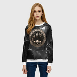 Свитшот женский Bones с лисой - готика, цвет: 3D-белый — фото 2