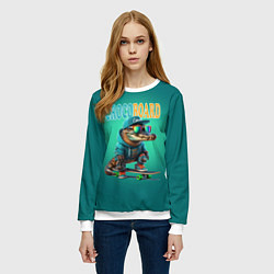 Свитшот женский Croco cub is a cool skateboarder, цвет: 3D-белый — фото 2