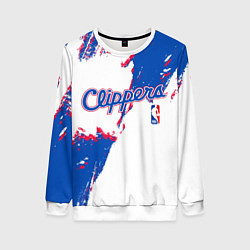 Свитшот женский Клипперс - разлитая краска, цвет: 3D-белый