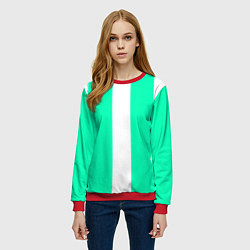 Свитшот женский Color turquoise white line, цвет: 3D-красный — фото 2