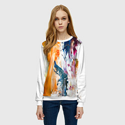 Свитшот женский Разноцветные мазки кисти на палитре художника, цвет: 3D-белый — фото 2