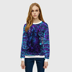 Свитшот женский Призрак самурая - неновый арт, цвет: 3D-белый — фото 2