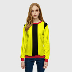 Свитшот женский Color yellow black line, цвет: 3D-красный — фото 2
