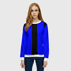 Свитшот женский Color blue black stripes, цвет: 3D-белый — фото 2