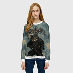 Свитшот женский ВМФ пехотинец волк, цвет: 3D-белый — фото 2