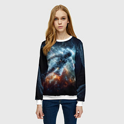 Свитшот женский Космонавт парит в космосе среди звезд, цвет: 3D-белый — фото 2