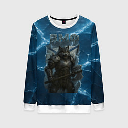 Свитшот женский ВМФ Волк на фоне льда, цвет: 3D-белый