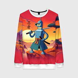 Свитшот женский Бендер ниндзя в Японском пейзаже, цвет: 3D-белый