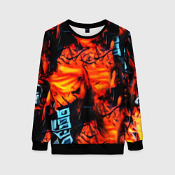 Женский свитшот Абстрактная текстура рыжего пламени