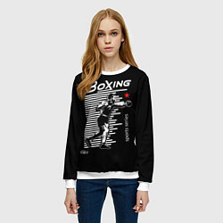 Свитшот женский Бокс - тяжело в учебе легко в бою, цвет: 3D-белый — фото 2