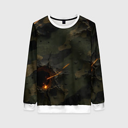Женский свитшот Огненные следы от пуль на камуфляже