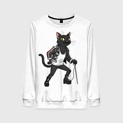 Свитшот женский Кот - Фредди Меркьюри, цвет: 3D-белый