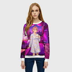 Свитшот женский Дандадан Сиратори Айра с кофе, цвет: 3D-белый — фото 2