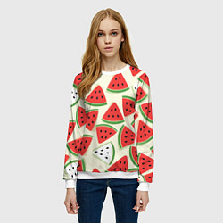 Свитшот женский Арбузный паттерн, цвет: 3D-белый — фото 2