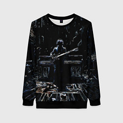 Свитшот женский Линейный силуэт музыканта, цвет: 3D-черный