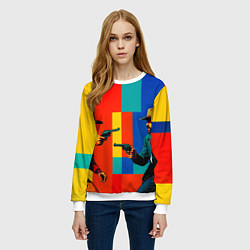 Свитшот женский Перестрелка ковбоев поп-арт, цвет: 3D-белый — фото 2