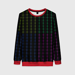 Свитшот женский Color black multicolored stripes, цвет: 3D-красный