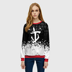 Свитшот женский Doom японские символы краски, цвет: 3D-красный — фото 2