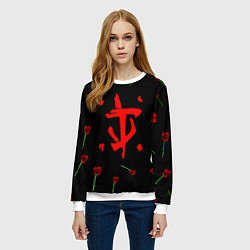 Свитшот женский Doom rose pattern, цвет: 3D-белый — фото 2