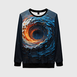 Женский свитшот Краска синяя и оранжевая в форме вихря