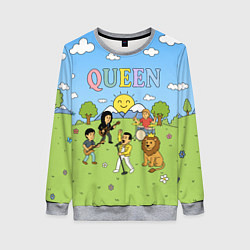 Женский свитшот Queen мультяшный стиль на поляне