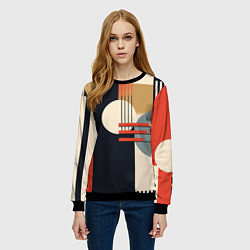 Свитшот женский Баухаус - текстура, цвет: 3D-черный — фото 2