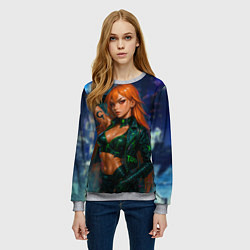 Свитшот женский Нами киберпанк реализм, цвет: 3D-меланж — фото 2