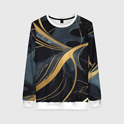 Свитшот женский Мраморный узор с золотыми полосками, цвет: 3D-белый