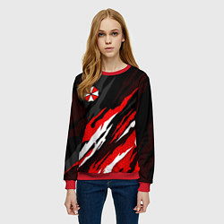 Свитшот женский Umbrella - красное пламя, цвет: 3D-красный — фото 2