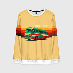 Свитшот женский Ретро автобус ЗИС-127 поп-арт, цвет: 3D-белый