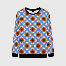 Свитшот женский Калейдоскоп на голубом фоне, цвет: 3D-черный