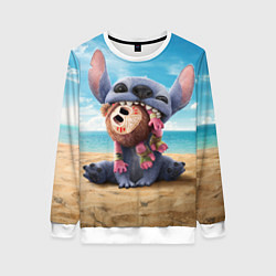 Женский свитшот Стич на пляже