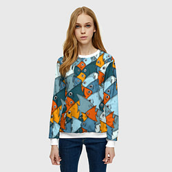 Свитшот женский Много рыб, цвет: 3D-белый — фото 2