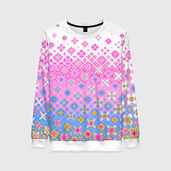 Свитшот женский Розово-голубой узор, цвет: 3D-белый