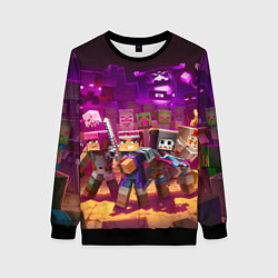 Свитшот женский Майнкрафт - герои в окружении, цвет: 3D-черный
