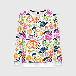 Свитшот женский Яркие спирали, цвет: 3D-белый
