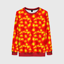 Свитшот женский Текстура лавы, цвет: 3D-красный