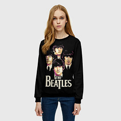 Свитшот женский The Beatles faces, цвет: 3D-черный — фото 2