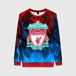 Свитшот женский Liverpool огненный дым текстура, цвет: 3D-красный