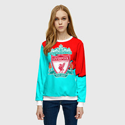 Свитшот женский Liverpool краски текстура штрихи, цвет: 3D-белый — фото 2