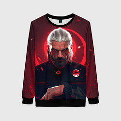 Свитшот женский Ведьмак красные искры, цвет: 3D-черный