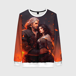 Женский свитшот Йеннифэр и Ведьмак среди огня