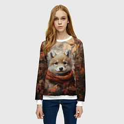 Свитшот женский Осенний волчонок, цвет: 3D-белый — фото 2