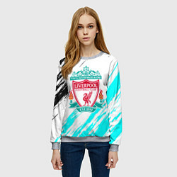 Свитшот женский Ливерпуль штрихи красок, цвет: 3D-меланж — фото 2