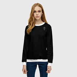 Свитшот женский Не убоюся зла черно-белый орнамент, цвет: 3D-белый — фото 2