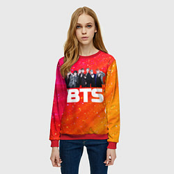 Свитшот женский BTS блестящий фон, цвет: 3D-красный — фото 2