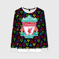 Свитшот женский Liverpool pattern neon, цвет: 3D-белый