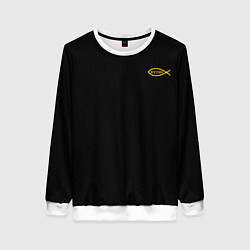 Женский свитшот Симъ победиши черно-оранжевый арт