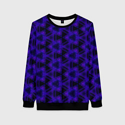 Свитшот женский Мерцающие треугольники индиго, цвет: 3D-черный